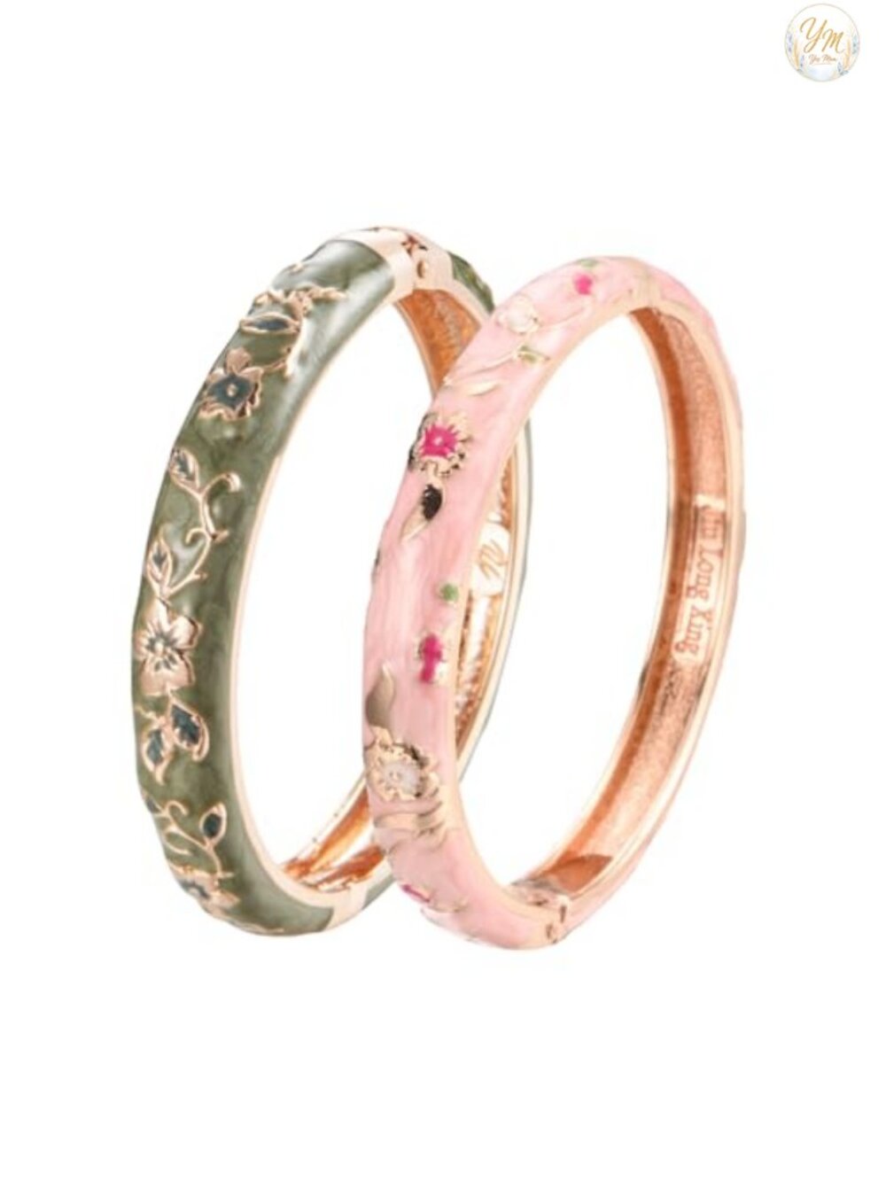 Cloisonne Enamel Butterfly Cuff Bangle Set Hinged Bracelet Jewelry Gift